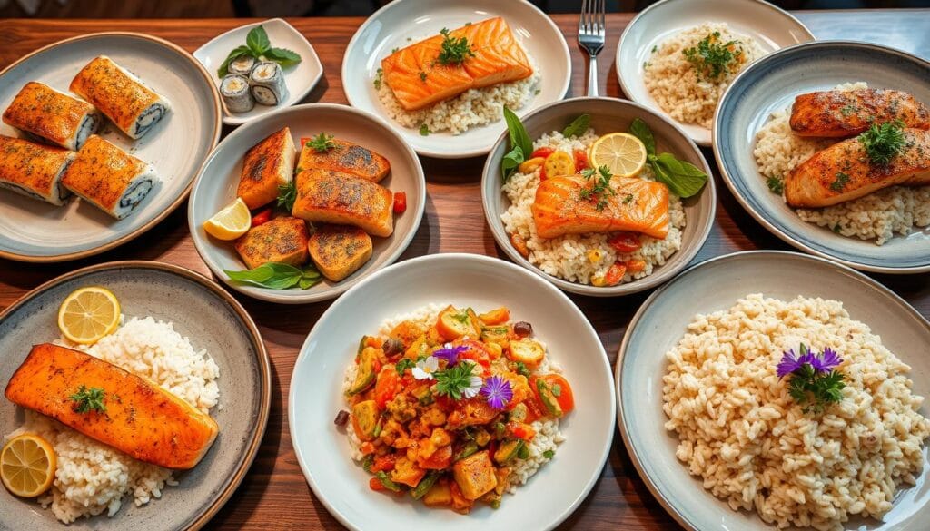 salmon and rice dishes