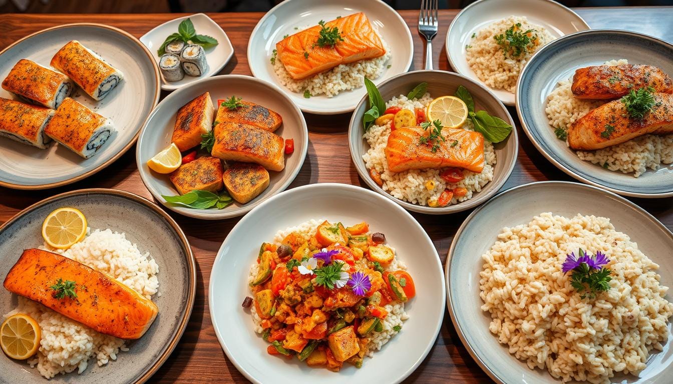 salmon and rice dishes