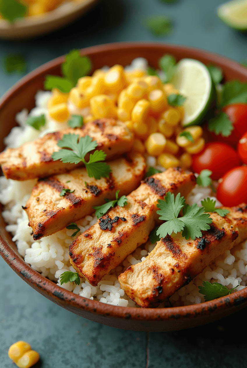 Street Corn Chicken Rice Bowl