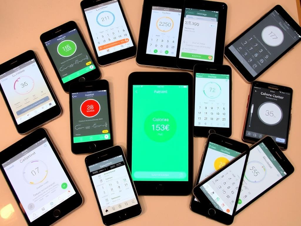 Collection of top-rated calorie counter apps on various devices Collection of top-rated calorie counter apps on various devices
