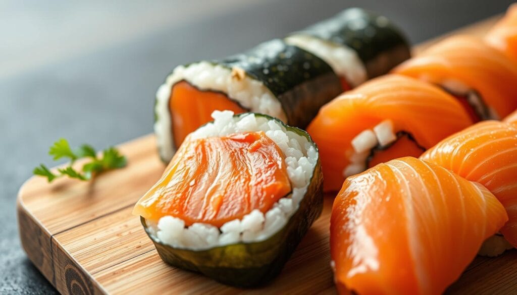cooked salmon sushi
