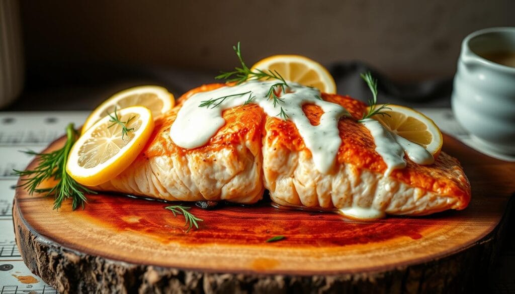 serving baked salmon presentation serving baked salmon presentation